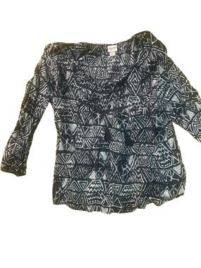 Mossimo Supply Co. Black and White Geometric Peasant Blouse